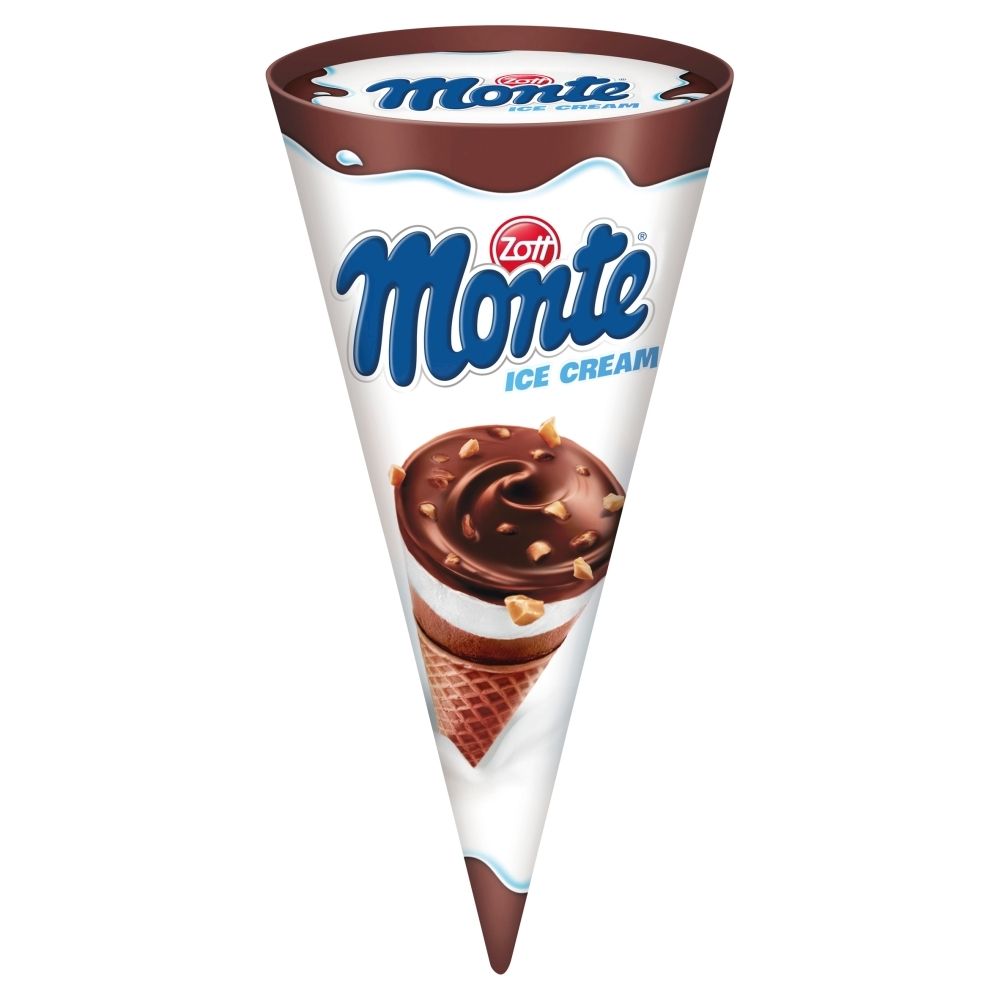 Zott Monte Lody śmietankowe i lody czekoladowo-orzechowe z sosem czekoladowo-orzechowym 120 ml