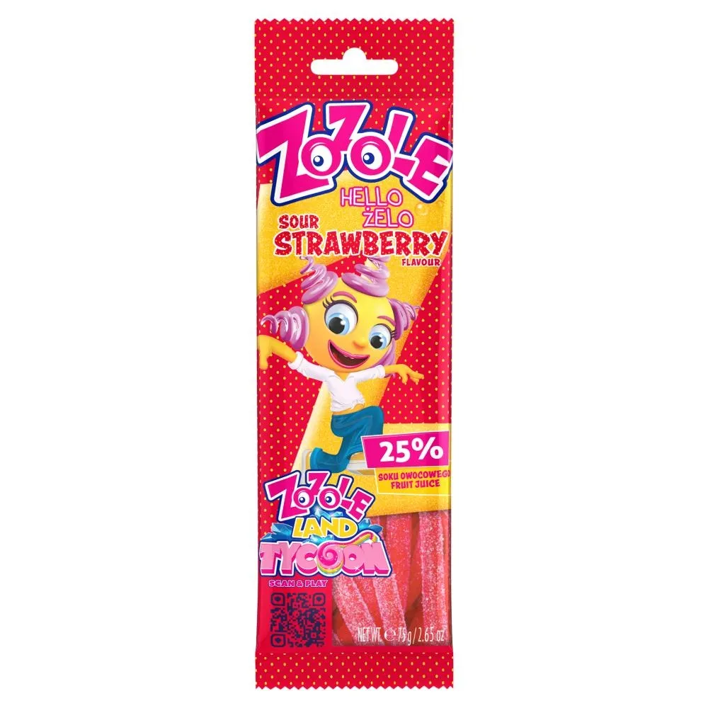 Zozole Hello Żelo Żelki o smaku truskawkowym super kwaśne 75 g