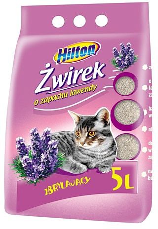 Żwirek bentonitowy HILTON Bentonitowy Zbrylający 5 l Lawenda
